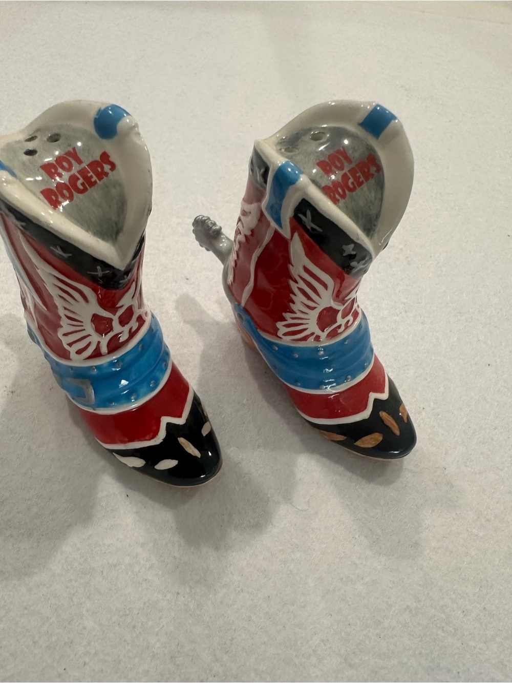 Roy Rogers Red Blue Black Decorative Cowboy Boot Salt & Pepper Shakers